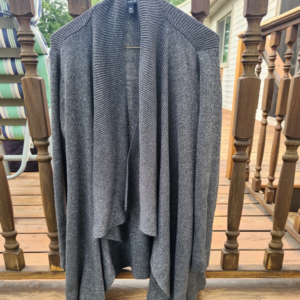 Torrid Sweater Open Front Cardigan Size 00 Grey Sparkle